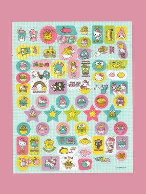 Sanrio Jumbo 8" x 10" Sticker Sheet 2022 Hello Kitty, My Melody, Keroppi +
